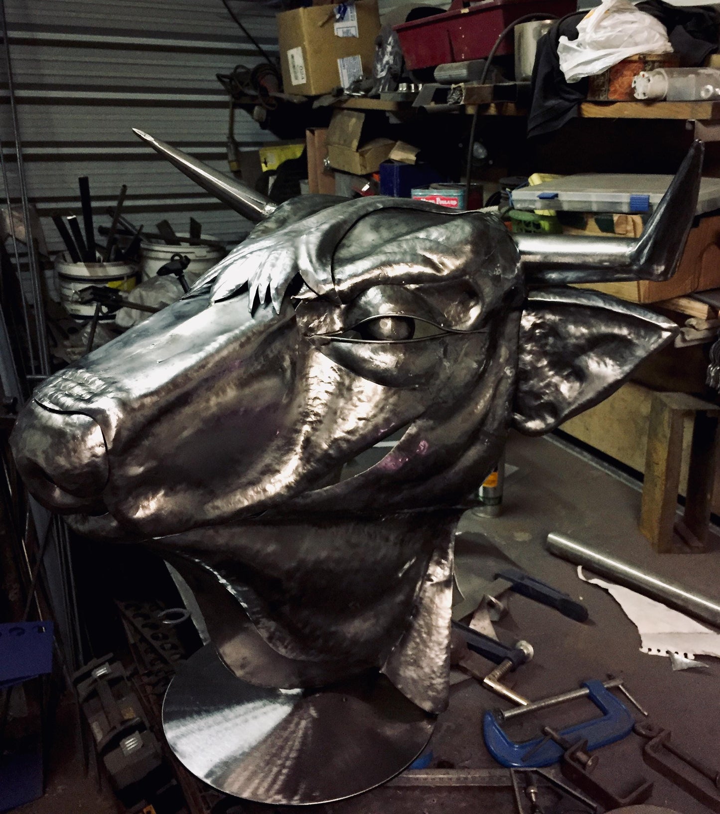 Hand Forged Steel Bulls Head, Fine Art, Wall Art, Animal Sculpture,