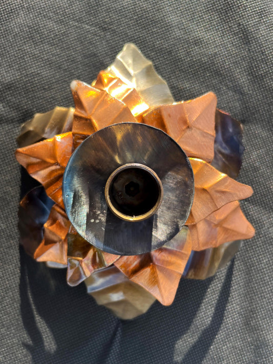 Copper Poinsettia Christmas Candle Holder Centerpiece