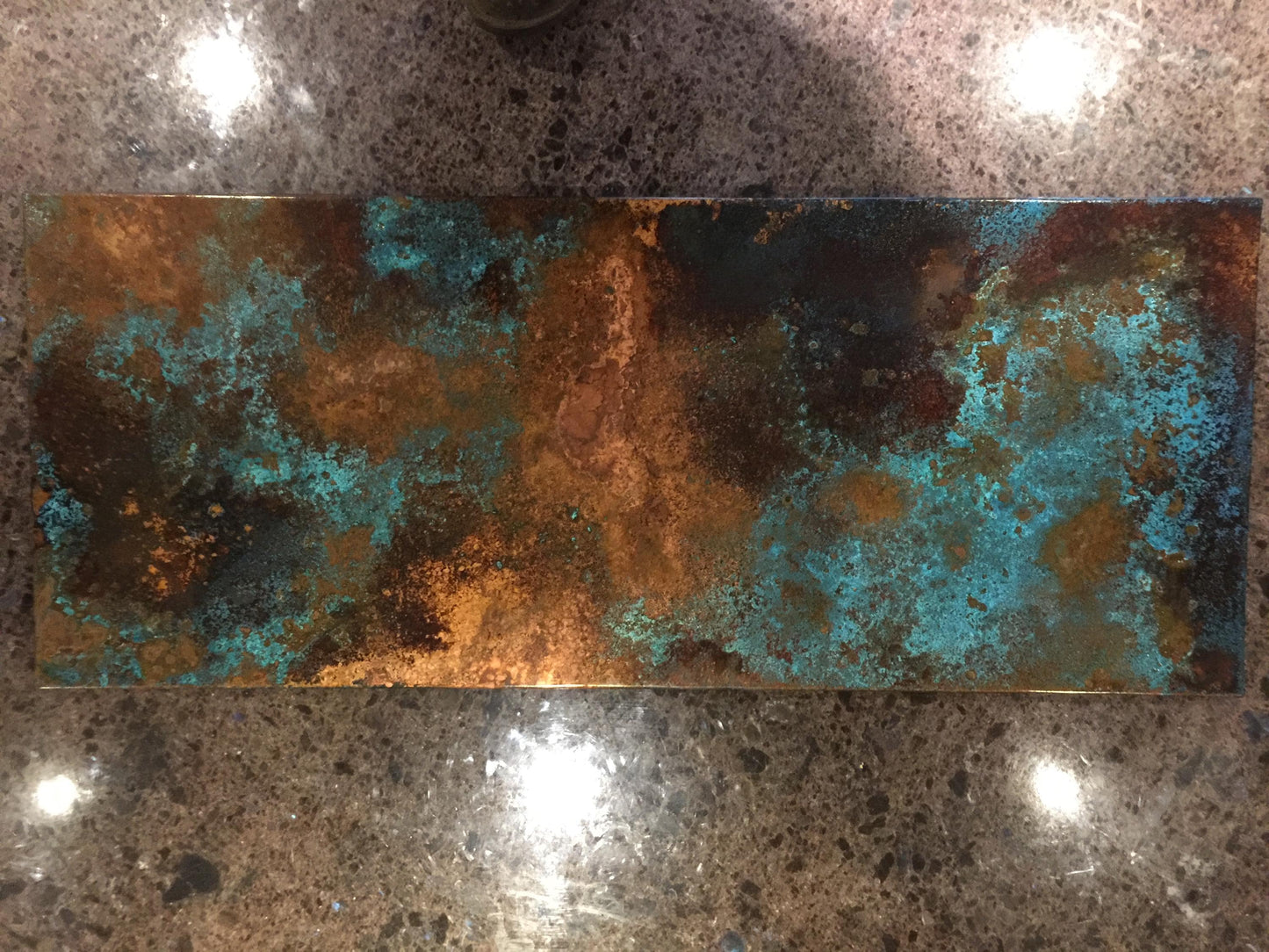 Copper Patina Abstract Wall Art Panel, Turquoise Nebula