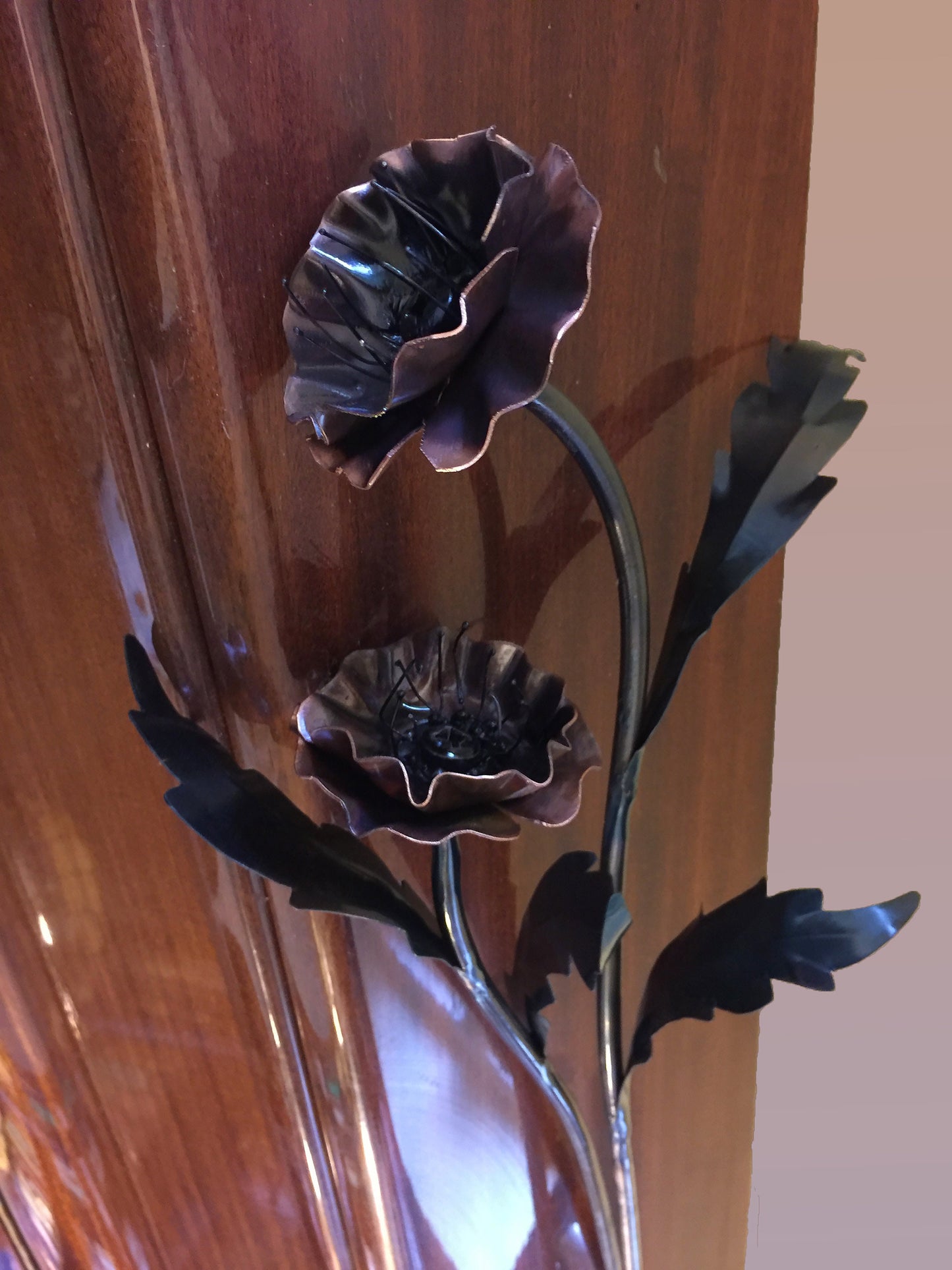 Hand Forged Copper Poppy Sculpture – Remembrance Day Art