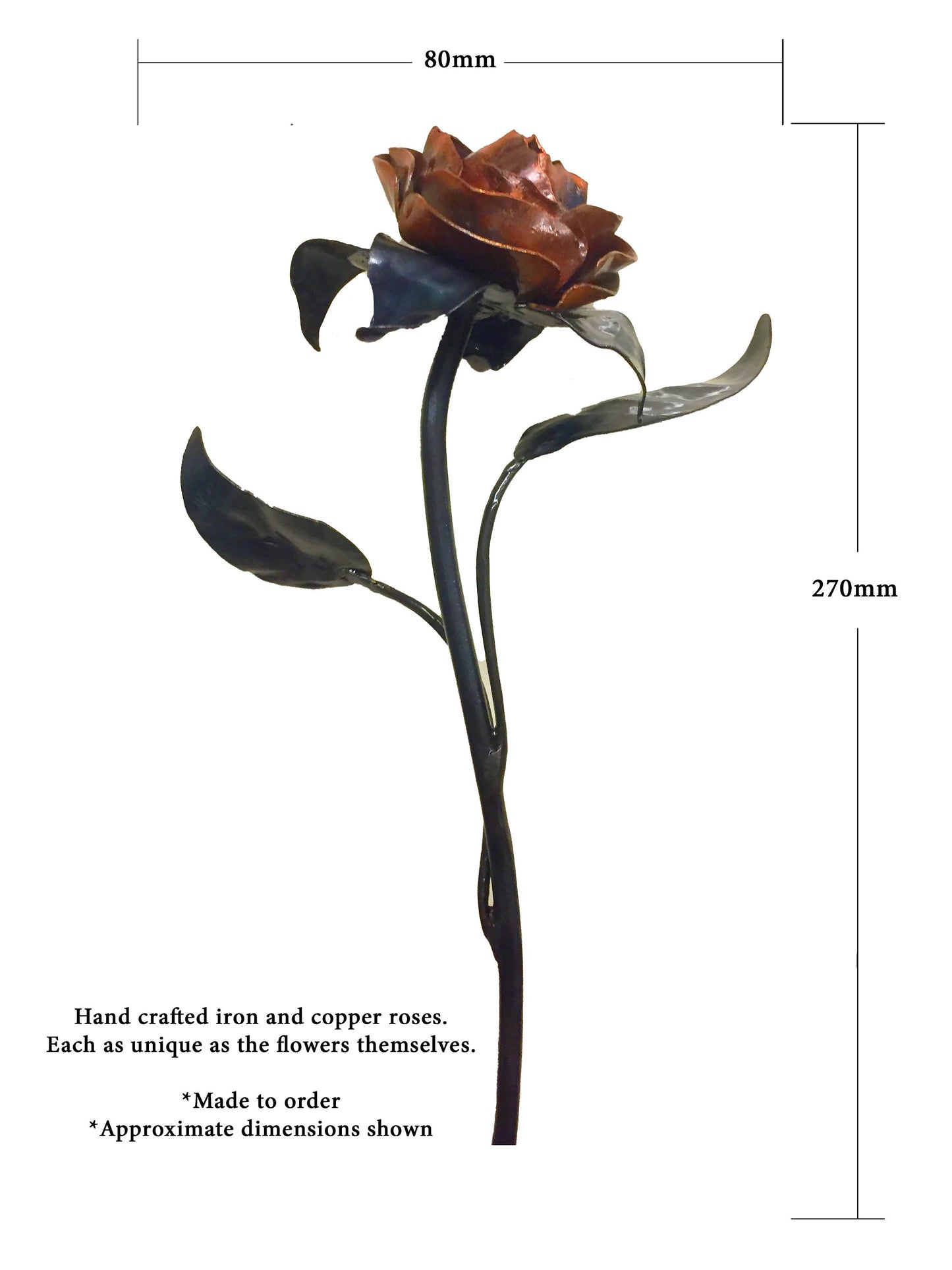 Hand Forged Copper Rose Sculpture – Romantic Iron Flower