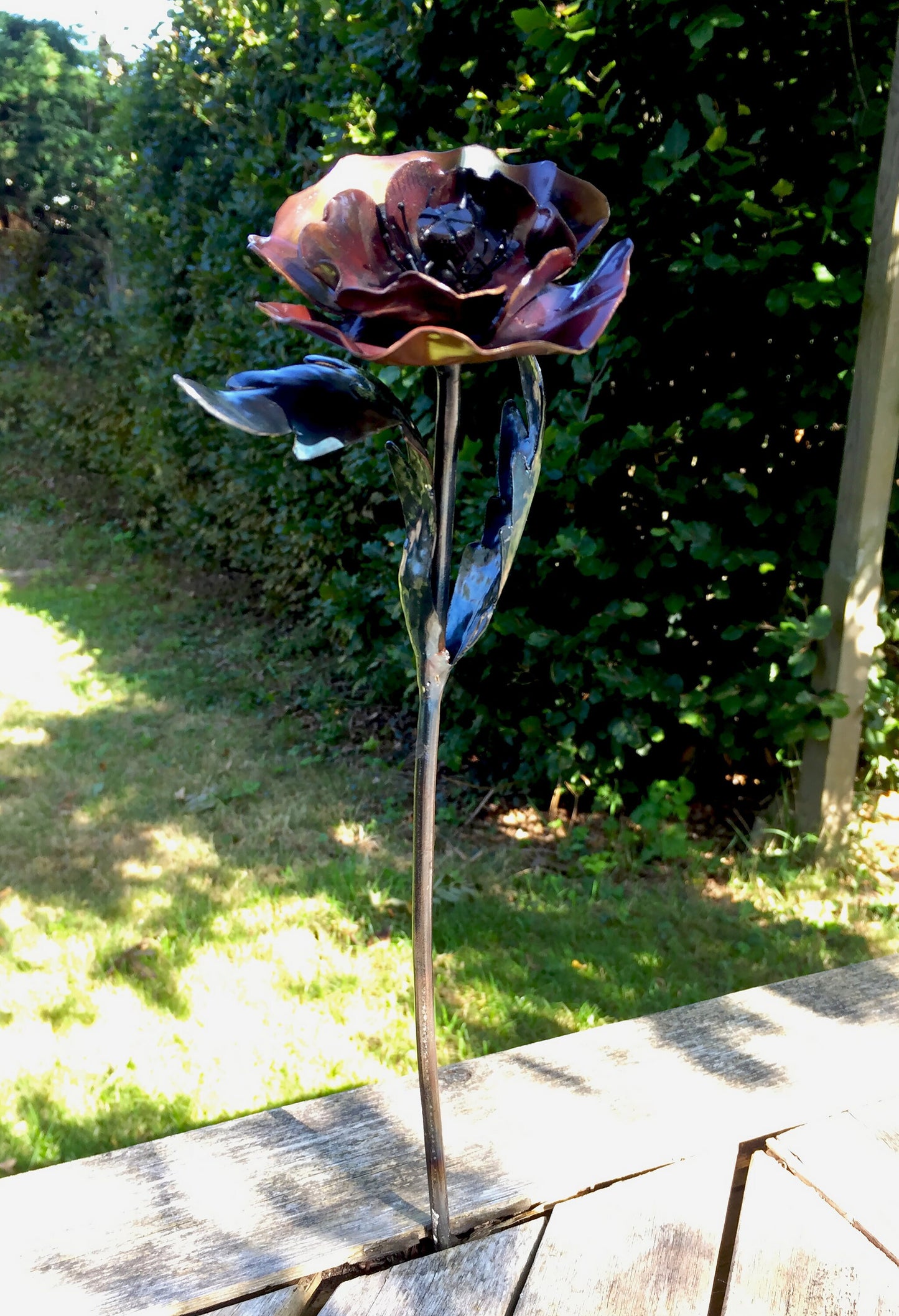Hand Forged Copper Poppy Sculpture – Remembrance Day Art