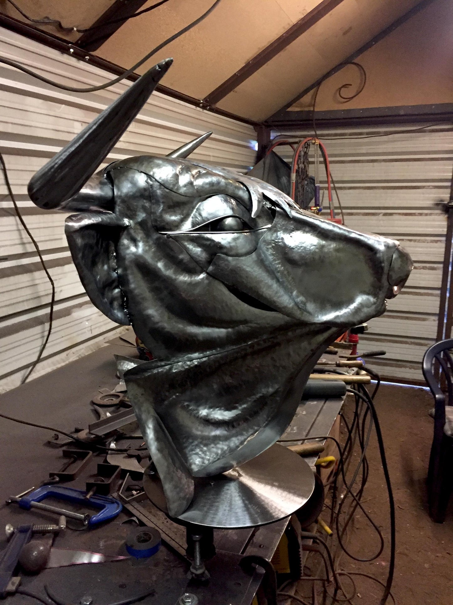 Hand Forged Steel Bulls Head, Fine Art, Wall Art, Animal Sculpture,