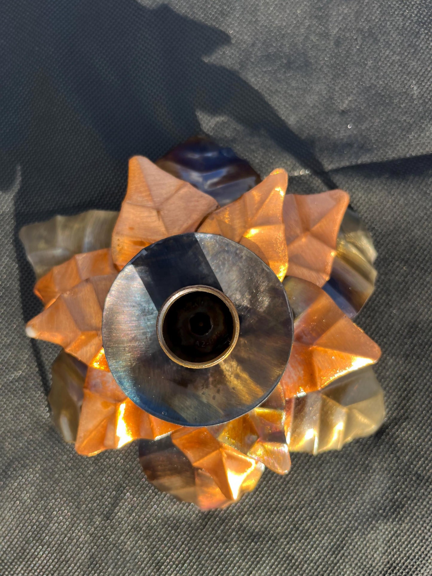 Copper Poinsettia Christmas Candle Holder Centerpiece