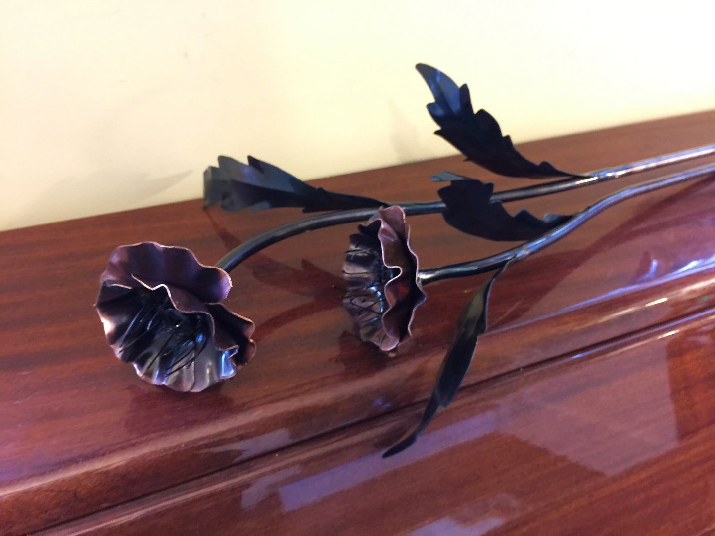 Hand Forged Copper Poppy Sculpture – Remembrance Day Art