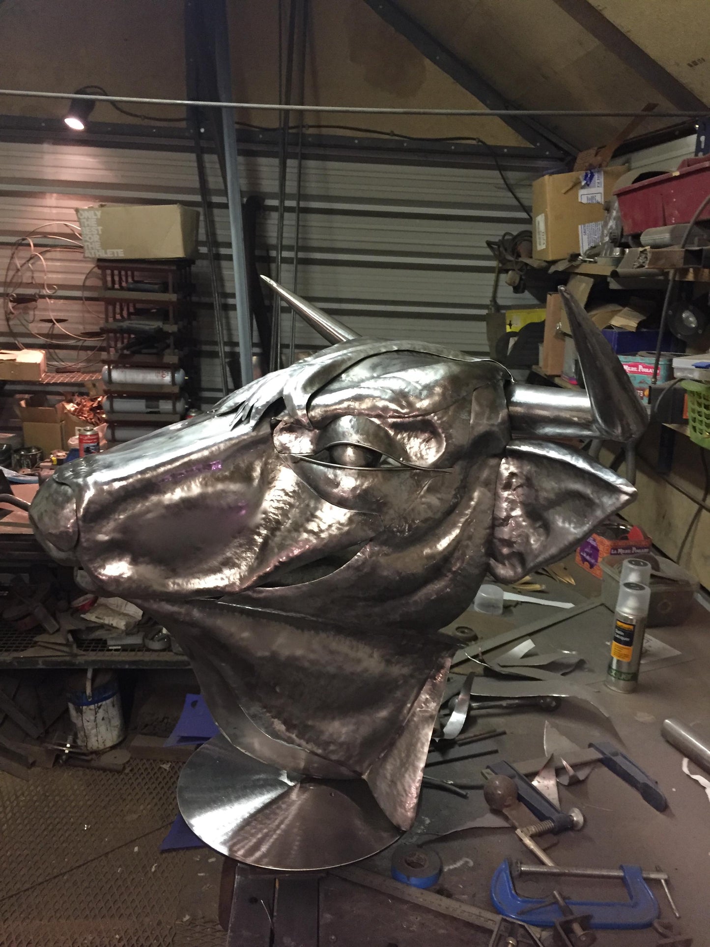 Hand Forged Steel Bulls Head, Fine Art, Wall Art, Animal Sculpture,