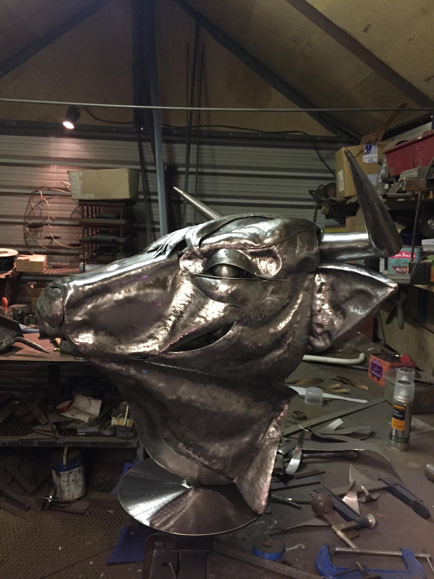 Hand Forged Steel Bulls Head, Fine Art, Wall Art, Animal Sculpture,