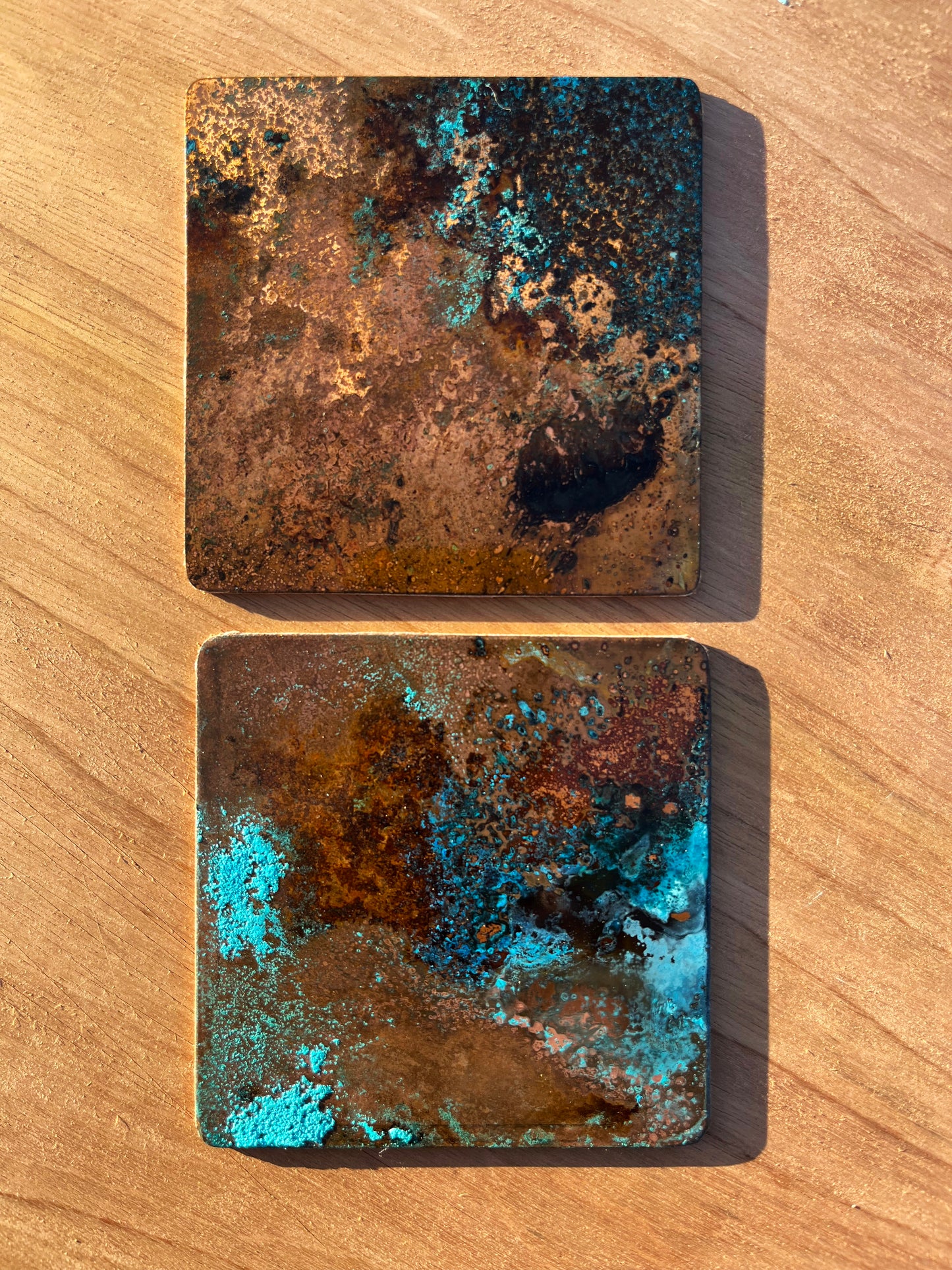 Real Copper Patina Coaster and Placemat Set