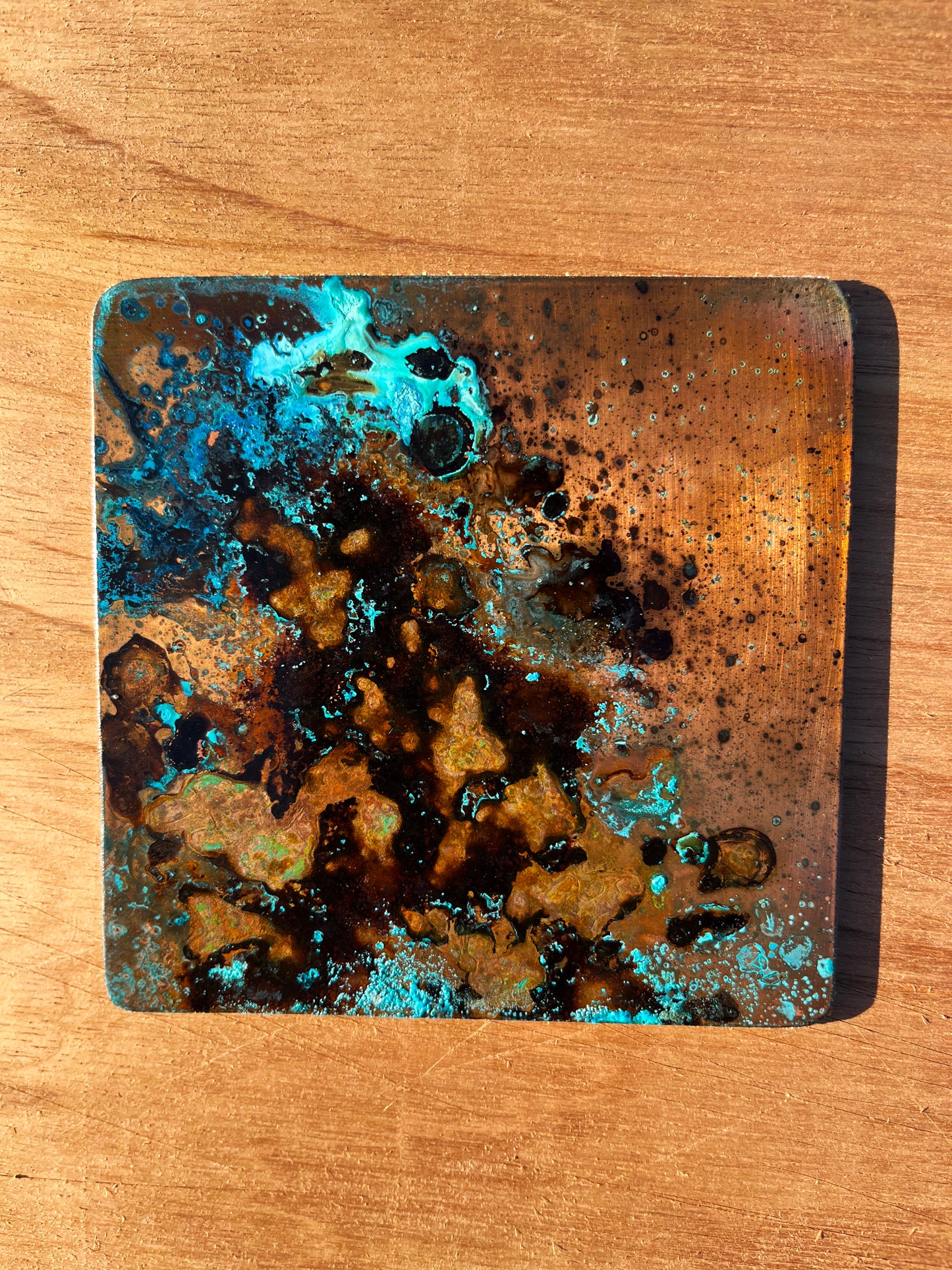 Real Copper Patina Coaster and Placemat Set