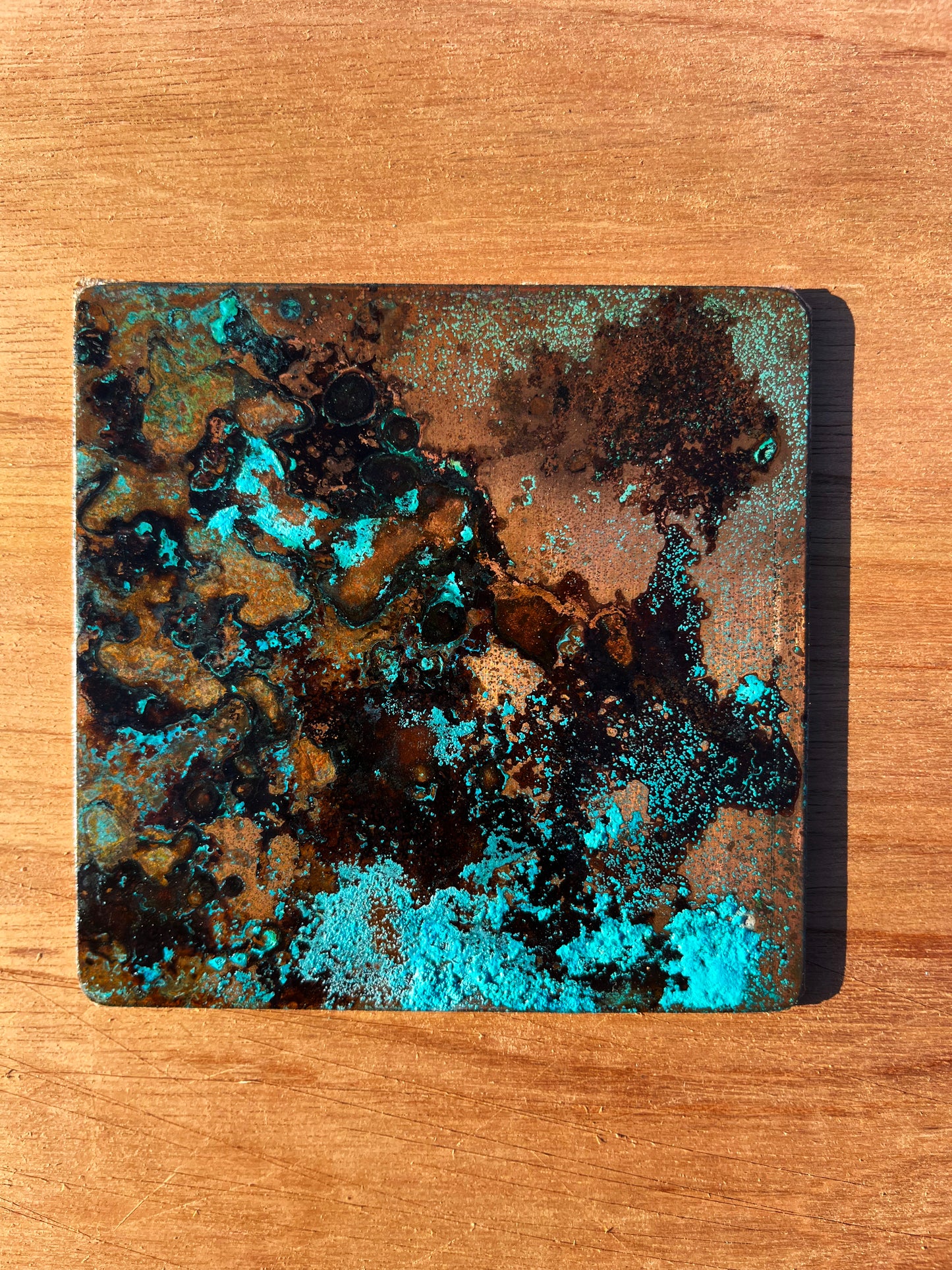 Real Copper Patina Coaster and Placemat Set