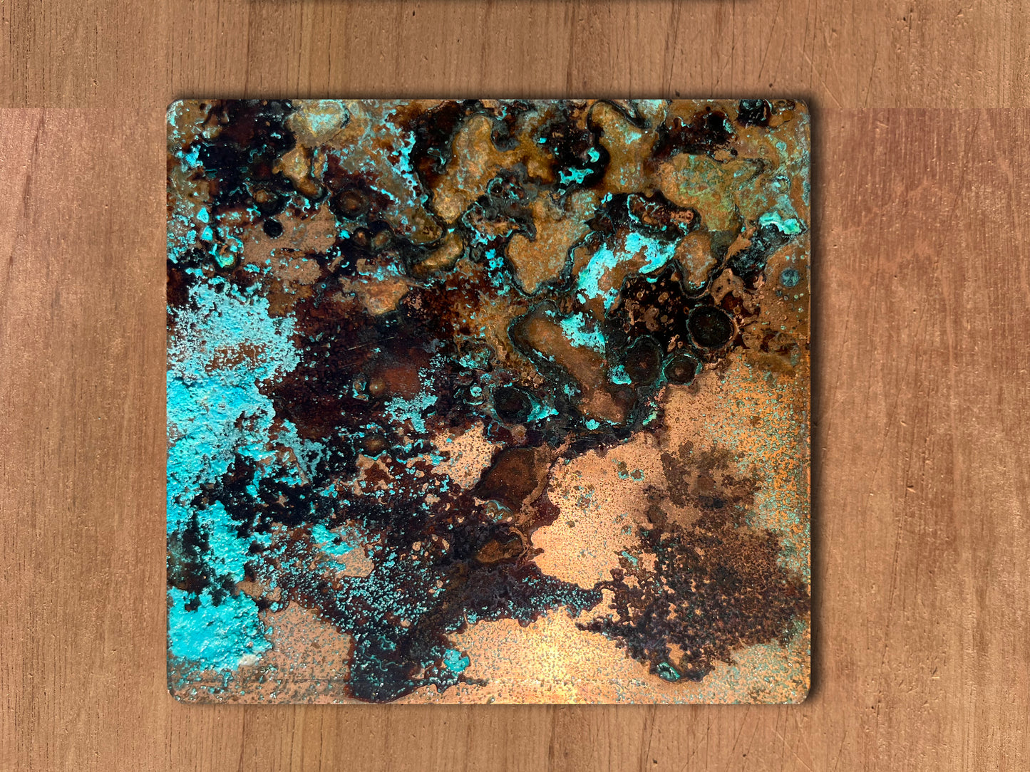 Real Copper Patina Coaster and Placemat Set