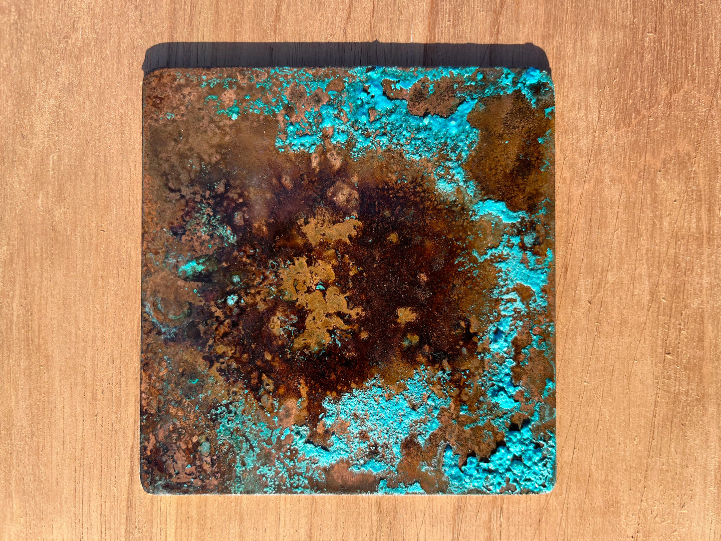 Real Copper Patina Coaster and Placemat Set