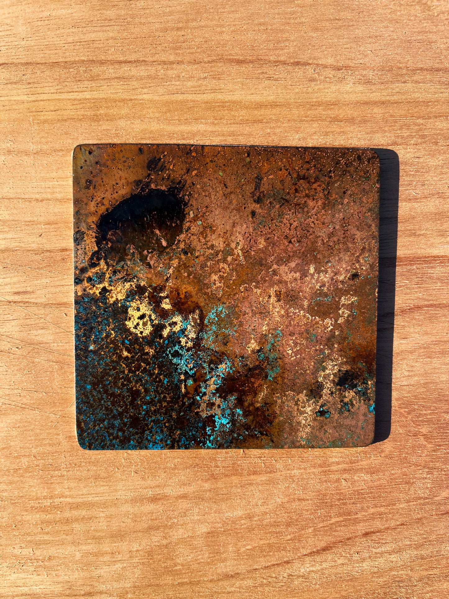 Real Copper Patina Coaster and Placemat Set