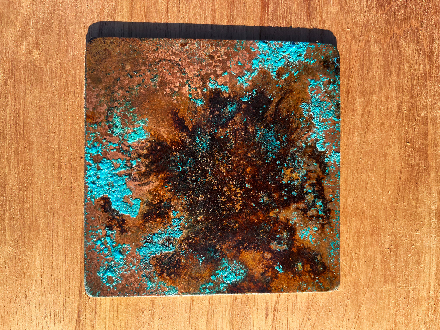 Real Copper Patina Coaster and Placemat Set