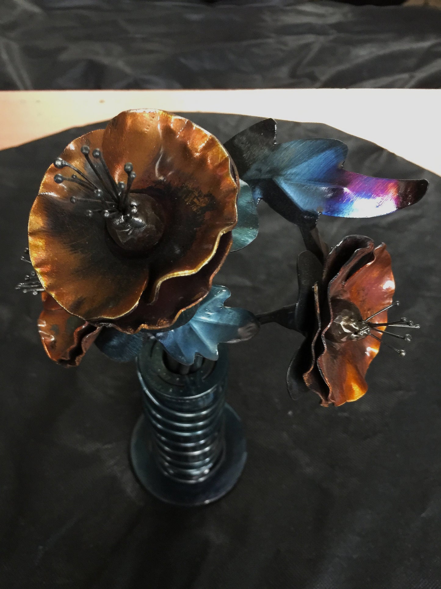 Hand Forged Copper Poppy Sculpture – Remembrance Day Art
