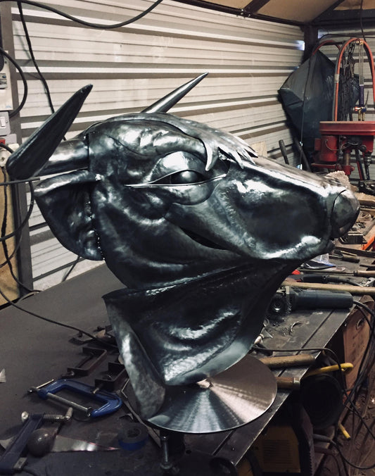 Hand Forged Steel Bulls Head, Fine Art, Wall Art, Animal Sculpture,