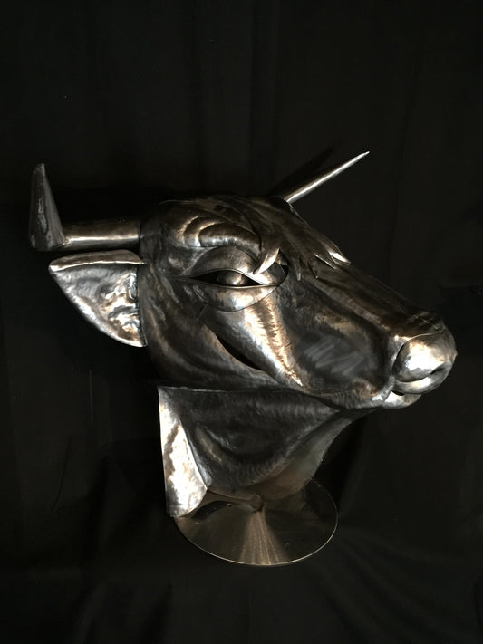 Hand Forged Steel Bulls Head, Fine Art, Wall Art, Animal Sculpture,
