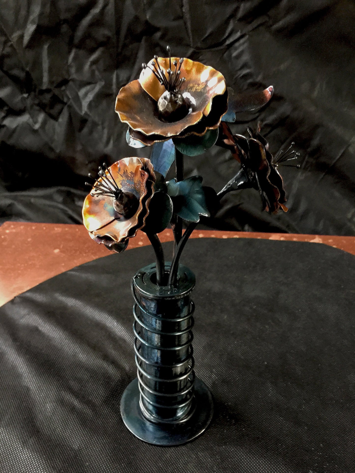 Hand Forged Copper Poppy Sculpture – Remembrance Day Art