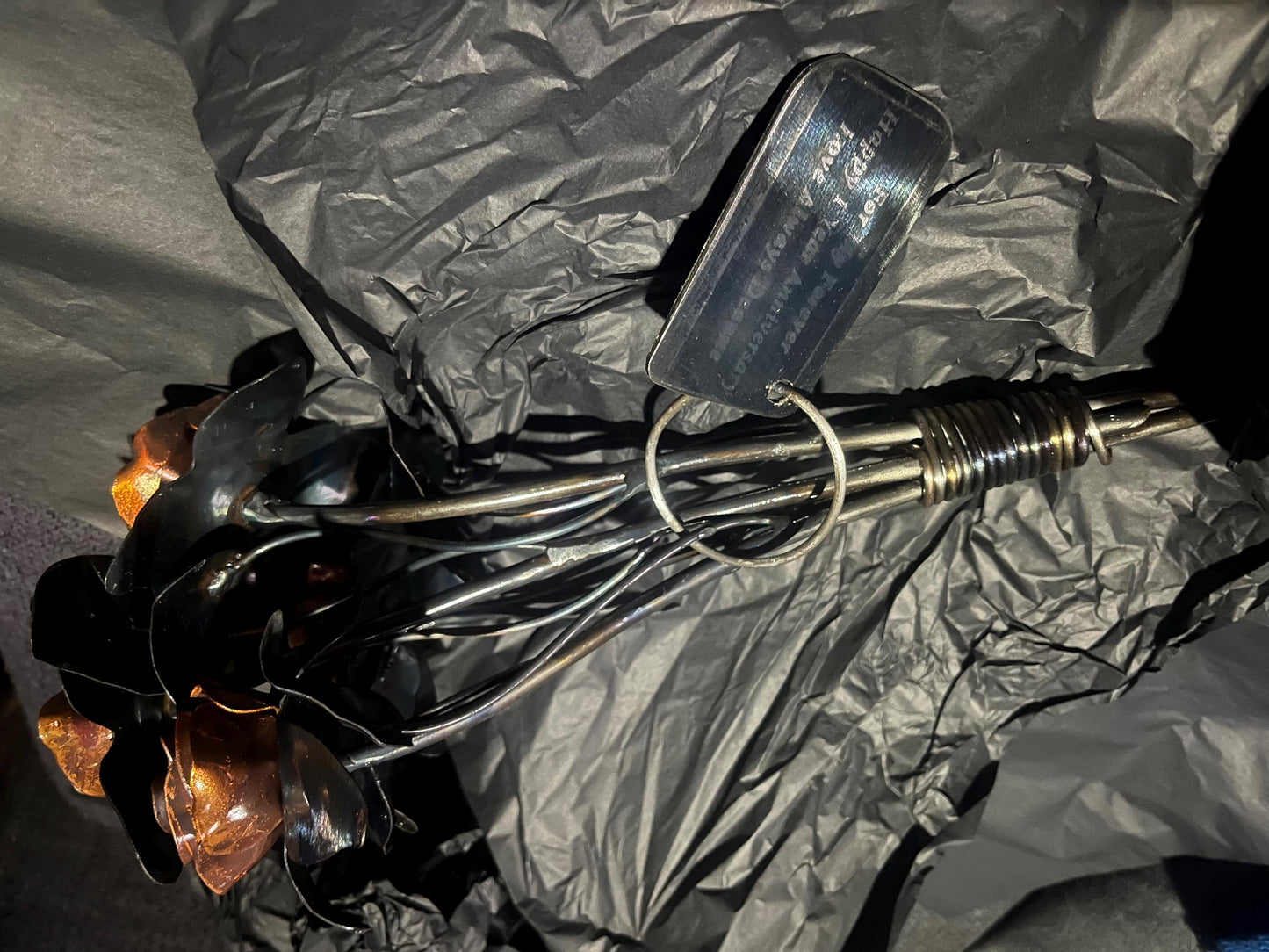 Hand Forged Iron and Copper Daisy Sculpture